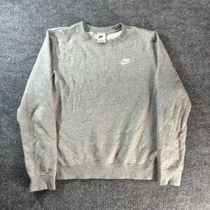 Nike Sweatshirt Mens Medium Gray Fleece Crewneck Pullover Small Logo Athletic